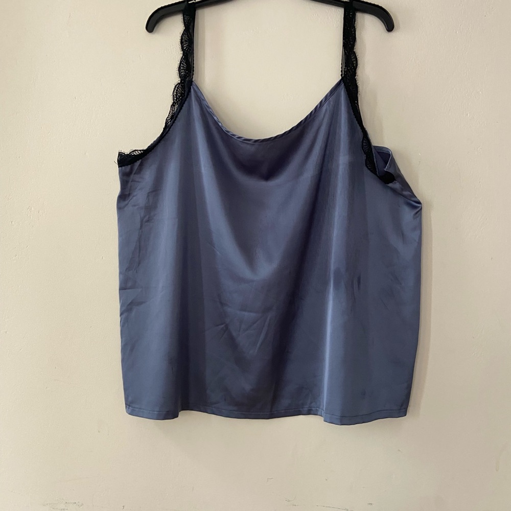 Shell satin  blue under suit black lace straps